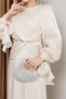 Yoryo Silk Hijab Evening Dress with Flywheel and Bow Detail Sleeve Mouth Tie Cream 1224 - 5