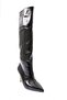 Pointed Toe Thin Heeled Women's Boots Black Wrinkled Patent Leather 45353285 - 2