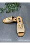 Cream Leather Buckle Orthopedic Women's Daily Slippers - 6