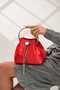 Red Satin Women's Evening Dress Wedding Bag with Handle and Chain Strap - 2