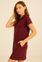 Women's Pocket Polo Neck Dress Claret Red - 3
