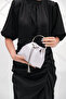 Silver Simkum Women's Evening Dress Wedding Bag with Handle and Chain Strap - 6