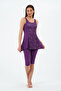 Women's Lycra Patterned Garnished Plain Dress Swimsuit - 3