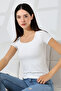 Bluff Square Collar Short Sleeve Bamboo Slim Fit Women's Blouse & Tshirt & T-Shirt - White - 6
