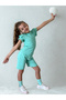 Mint Girl's 4-Piece Set – Ruffled Shorts T-Shirt Socks Band Combination - 3