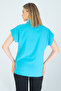 Women's Bat Sleeve Turquoise Viscose Shirt - 5