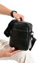 Genuine Leather Men's Upright Shoulder Bag, Crossbody Bag, with Removable Adjustable Strap, Black Color - 5