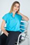Women's Bat Sleeve Turquoise Viscose Shirt