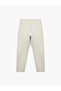 Cotton Lace-Up Waist Pocket Detailed Canvas Chino Pants - 4