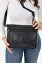 Genuine Leather Women's Messenger Bag, Shoulder Bag and Crossbody Bag, Black - 7