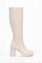 Seren Beige Blunt Toe Platform Heeled Boots - 3