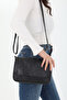 Women's Black Genuine Leather Strapped Matte Shoulder And Crossbody Bag - 5