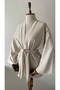 Ecru Belted Design Kimono - Cream - 3