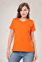 100% Cotton Super Quality Orange V-neck Women's Basic T-Shirt Knitted Cotton Combed Cotton T-shirt Orange Orange