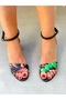 Eliza Flower Leather Black Detailed Heel Sandals - 4