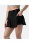 Women's Black Stretchy Flared Pleated Shorts Tenisci Skirt
