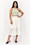 Women Yarn Dye Midi Skirt, Cream - 4