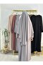 Side Gathered Dress, Souffle Scarf Set, Jilbab, Abaya, Hijab (Suitable for Hajj and Umrah) Gray - 3