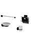 Adhesive Black Bathroom Set 4 Piece Long Towel Holder with Lid Paper Holder Toothbrush Holder Soap Dish