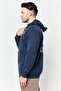 Men Hooded Brand Logo Long Sleeves Sweatshirt, Navy - 3