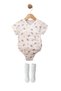 Baby Girl Summer Muslin Romper Newborn Baby Romper Socks Short Sleeve Kimono Body - 2