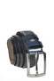 Men's Navy Blue 3.5 cm Laser Engraved Patent Leather Classic Faux Leather Belt 2402629 - 4