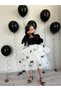 Black Bow Detail Princess Girl's Party Dress + Buckle + Oversleeve - 6