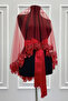 Red Bridal Veil Set with Sparkling Crystal Glass Beads and Sequins Embroidered Henna Veil 6 Pieces