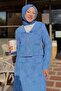 Collared Embroidery Suit Blue 3016 - 2