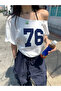 Women's Off Shoulder Boat Neck 76 Printed Oversize T-Shirt - 3