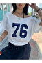 Women's Off Shoulder Boat Neck 76 Printed Oversize T-Shirt - 2