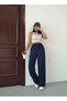 Women's High Waist Wide Leg Elastic Waist Linen Pants - 6