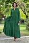 Green Color Flounced Shirt Dress - 2
