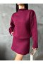 Dgn's Solid Basic Soft Textured 2-Piece Sweater-Skirt Set