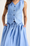Women's Sky Blue Vest and Pocket Detailed Flared Skirt Set 9294 60281004 - 6