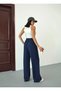 Women's High Waist Wide Leg Elastic Waist Linen Pants - 7