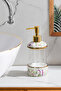 3127-1 Gold Covered Porcelain and Glass Liquid Soap Dispenser – Floral Pattern and Transparent Design 350 ml - 2