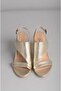 Seç 0117 Genuine Leather Heeled Shoes (8cm) Gold - 2