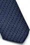 White Dotted Stripe Navy Blue Woven Fabric Handkerchief Slim Fit Tie / Sdk-220713 - 3
