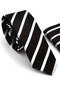Slim Fit Ties with White Stripe and Black Woven Fabric Handkerchief / Sdk-220701