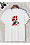 Unisex Oversize White Skull Minimalist Gothic Marginal Street Style Linear Design T-Shirt T-Shirt
