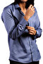 Indigo Slim Fit Men's Shirt with Micro Fabric Cufflinks - 201-5 - 3