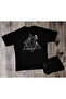 Unisex Wolf Patterned Black Oversize T-Shirt - 3