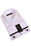 White Navy Blue Stone Buttoned Groom Suit Slim Fit Tuxedo Shirt with Collar and Cufflinks - 008