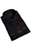 Navy Blue Extra Slim Fit Stretch Fabric Stretchy Micro Fabric Sleeve Buttoned Men's Shirt - 195-12