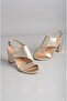 Seç 0117 Genuine Leather Heeled Shoes (8cm) Gold