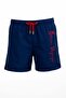 Navy Blue Water Repellent Blue Voyage Embroidered Men's Beach Swim Shorts - 303-Navy Blue