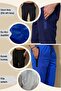 Navy Blue Below the Knee Long Model Water Repellent Lycra Flexible Fabric Men's Beach Sea Capri Shorts - 94 - 4
