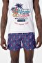 Water Repellent Digital Printed Men's Beach Shorts Swimsuit - 205-Navy Blue - 5