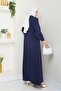 Ziyer Buttoned Denim Dress 1498 - Navy Blue - 4